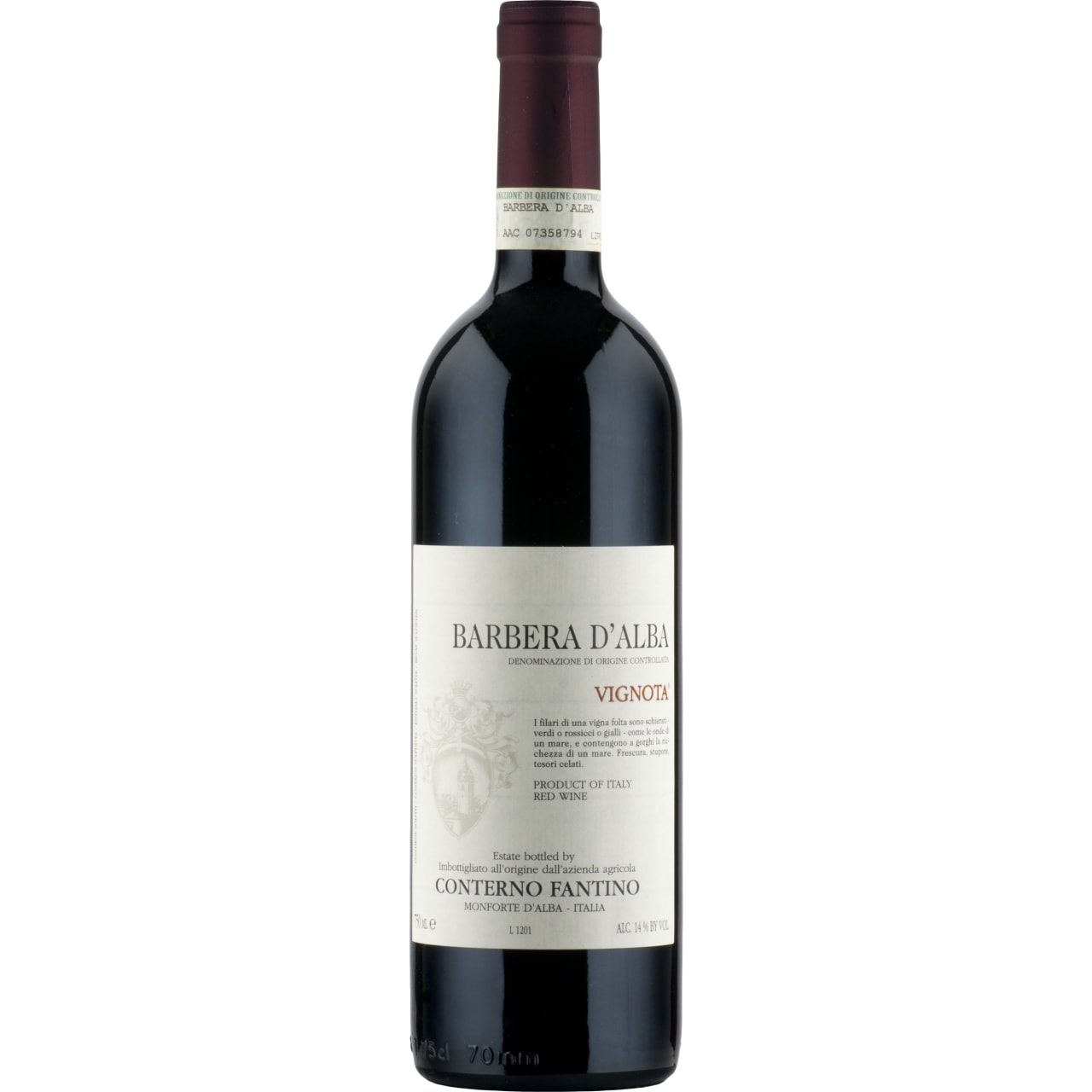 A ruby red color with a delicately fruity bouquet, with hints of small ripe red fruits.