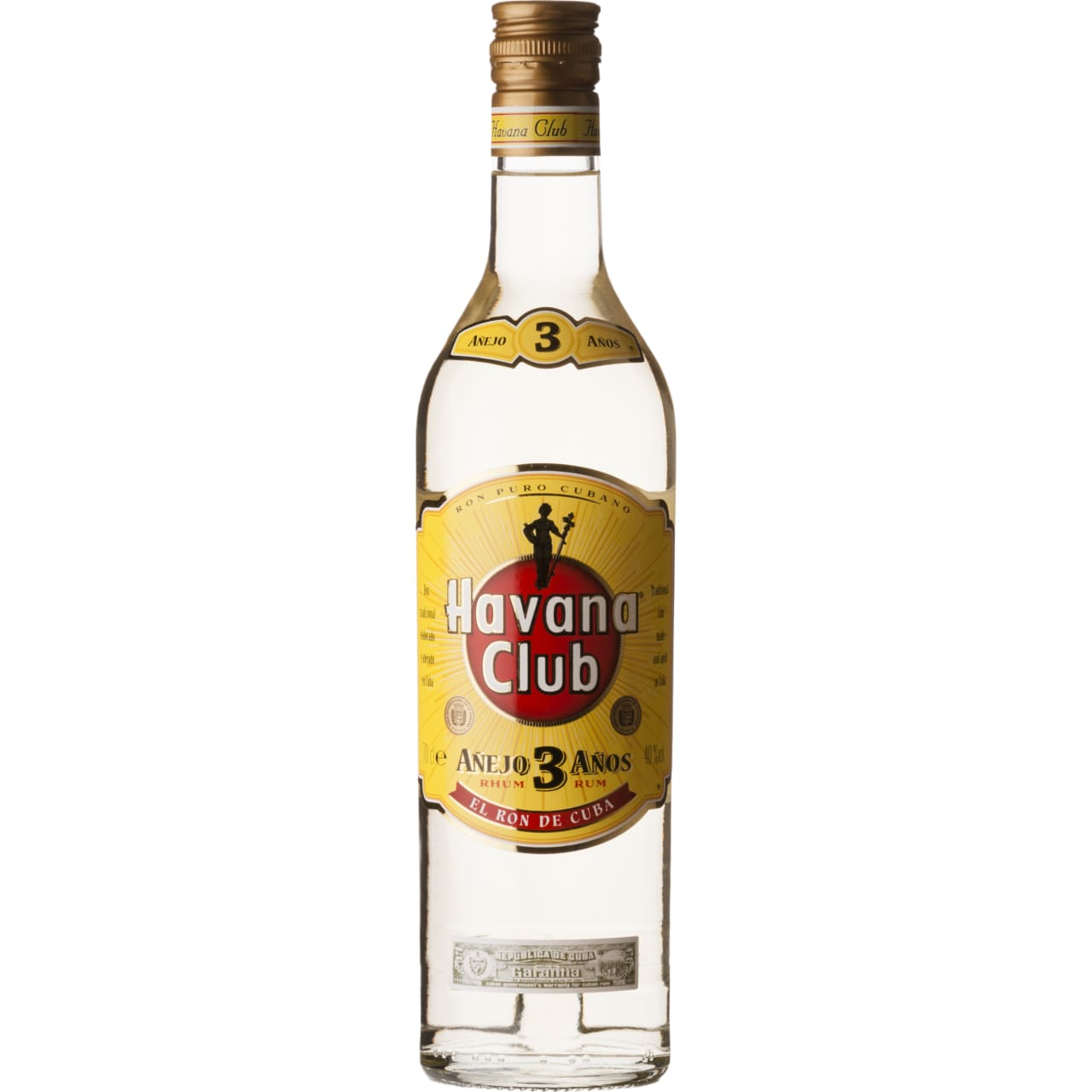 Freshness from the continuous distillation of sugarcane molasses and character from ageing: a winning combination. Havana Club 3 Años has a pale, golden straw colour that reveals its age: every single drop has aged for a minimum of three years.