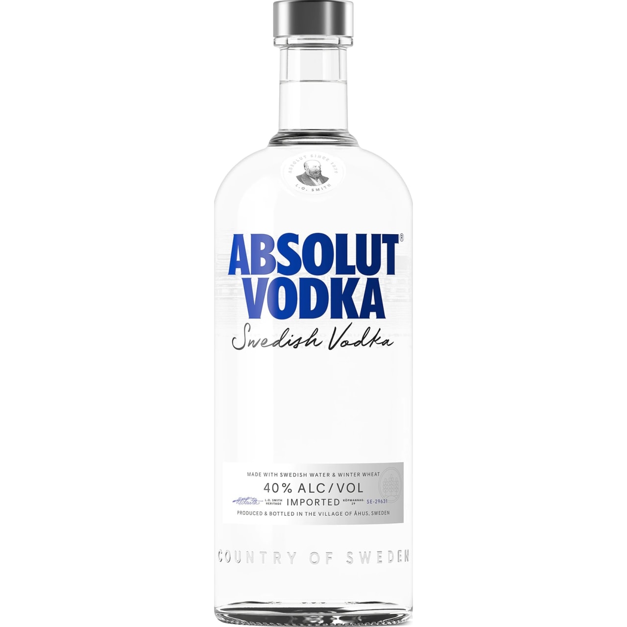 Absolut Original Vodka is made with wheat from Åhus, Sweden, giving it its smooth and mellow body with a distinct character of grain, followed by a hint of dried fruit.