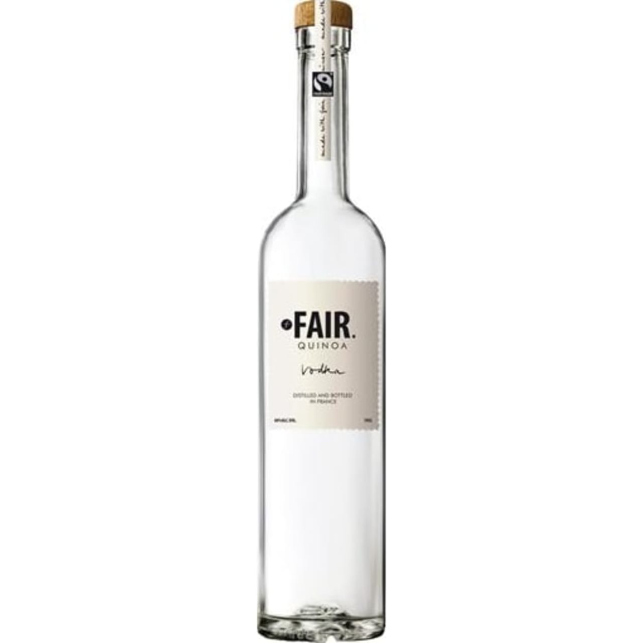 FAIR. Vodka is a Fair Trade premium vodka made with quinoa as its base grain. Very smooth, fruity, spicy vodka that will shine with a nice chill or in martinis.