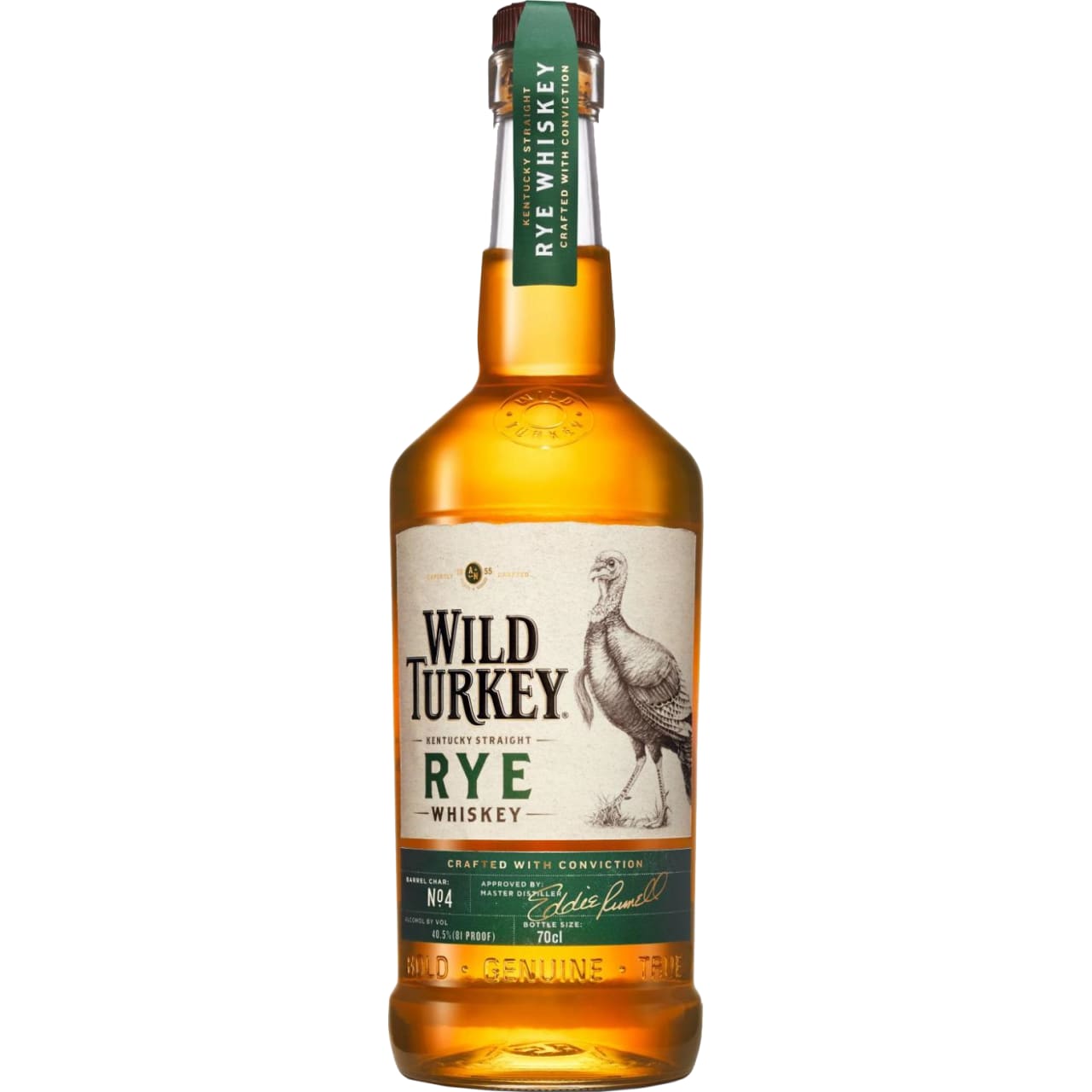 Following Wild Turkey's tried-and-true process, it's aged in American white oak barrels that are coated in the deepest char. The bold rye flavour is underscored by notes of sweetness and spice - a powerful combination.