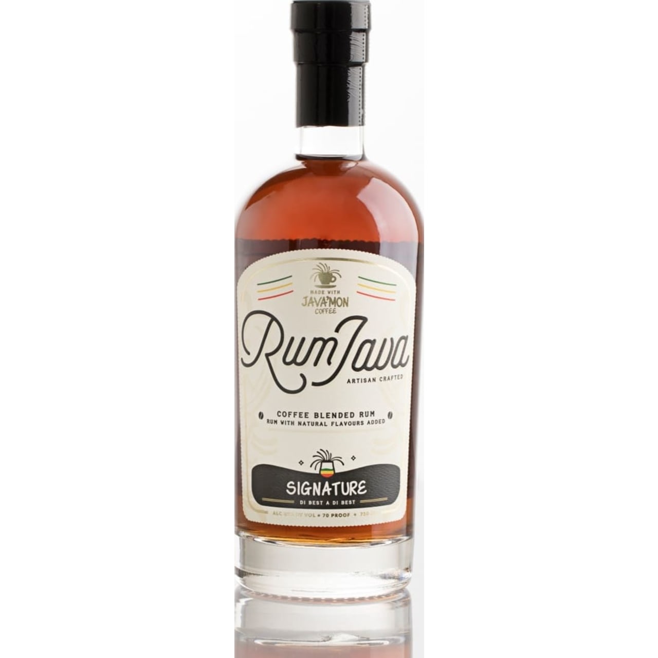 Rum Java is a tasty American rum infused with freshly roasted Signature Kona Blend coffee beans. The beans come from Hawaii and as the bean produces a lot of oil, RumJava Signature has a particularly silky texture.