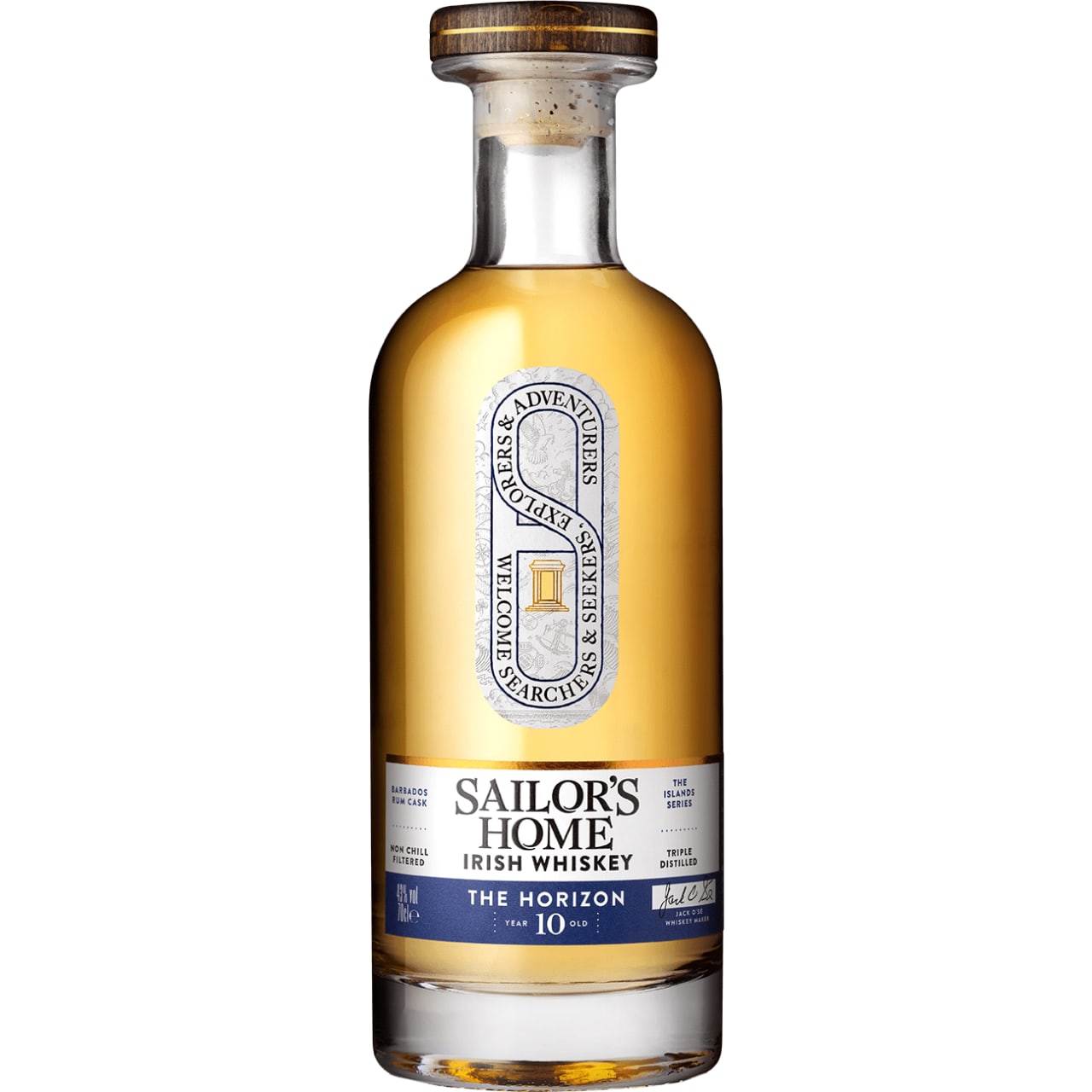 The Horizon is a 10 year old blended Irish whiskey from the Sailor's Home range, initially matured in bourbon casks, before being treated to a finishing period in Barbados rums casks.