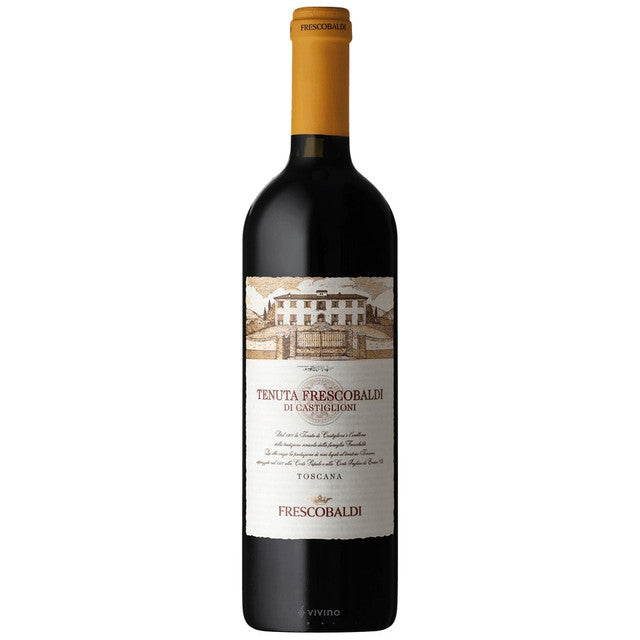 Tenuta Frescobaldi Castiglioni has a beautiful bright ruby red color with purple reflections. On the nose the intense aromas of blackberry and black currant blend with spicy notes of pepper, cloves and slight nuances of licorice.